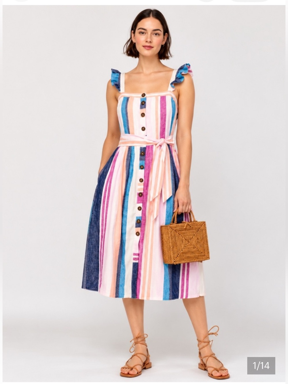 JCrew Striped Multicolor Button-Down Dress